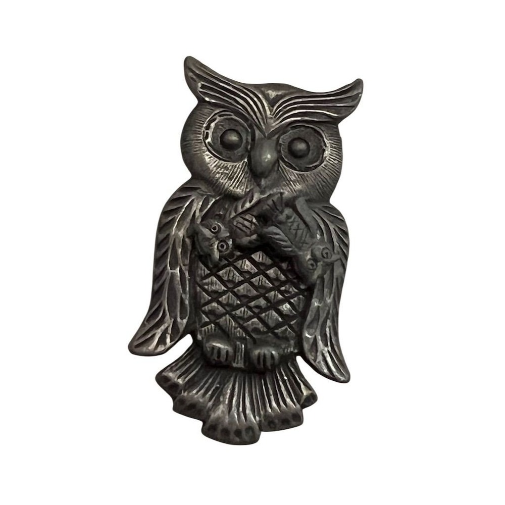 Torino Vtg Pewter Owl Brooch‎ Pin earrings necklace charm whimsigoth fairy core